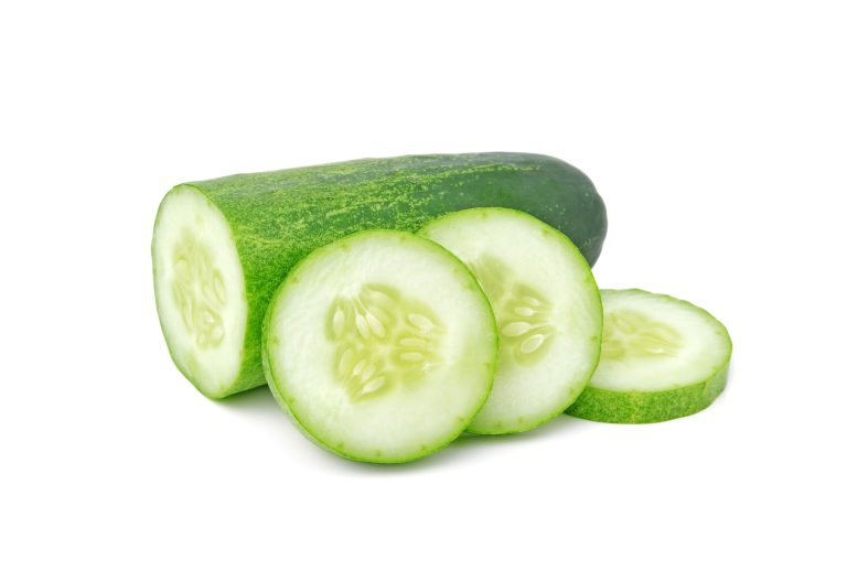 cucumber sliced isolated white background